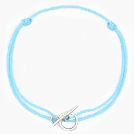 Cord Bracelet With Sterling Silver Toggle (Light Blue)