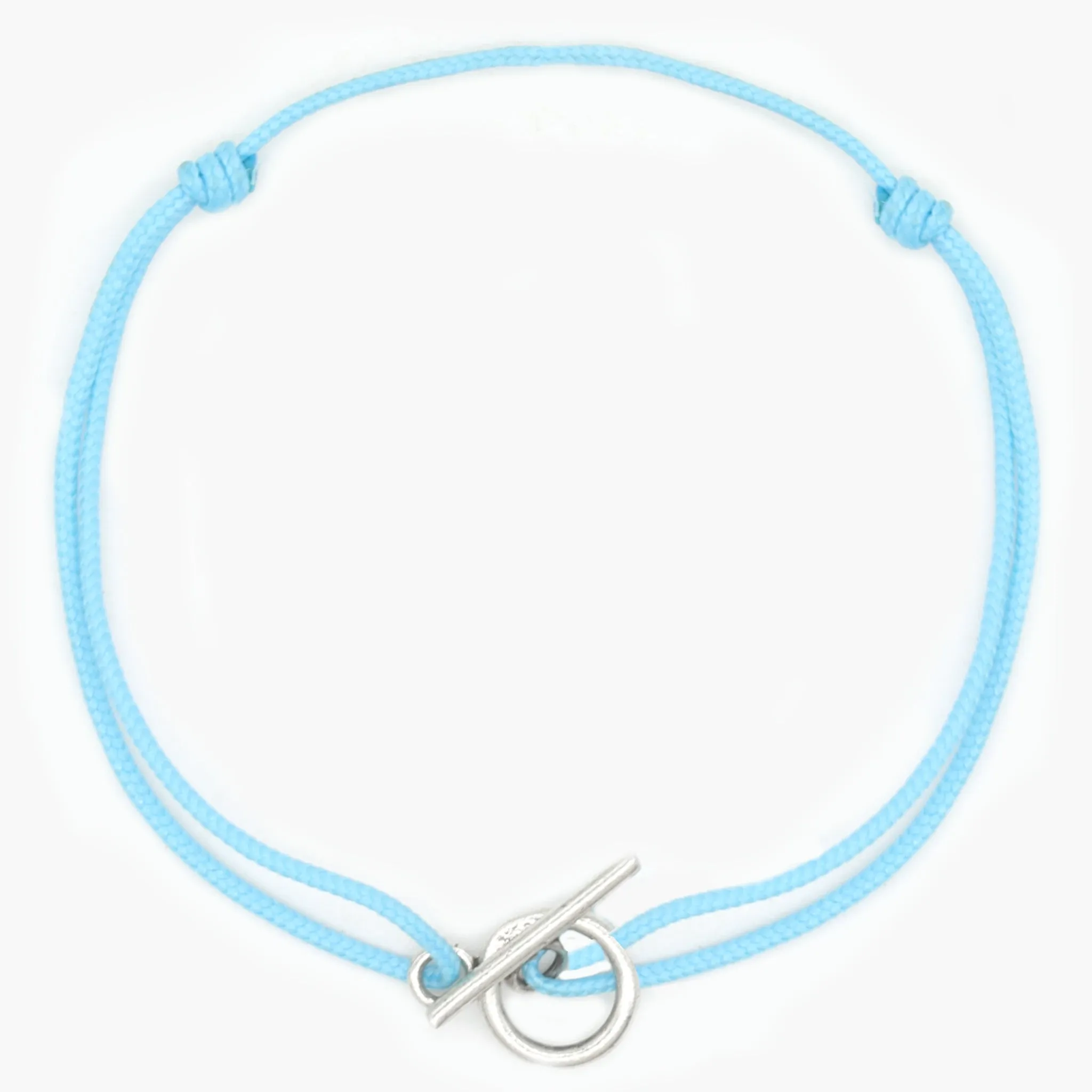 Cord Bracelet With Sterling Silver Toggle (Light Blue)