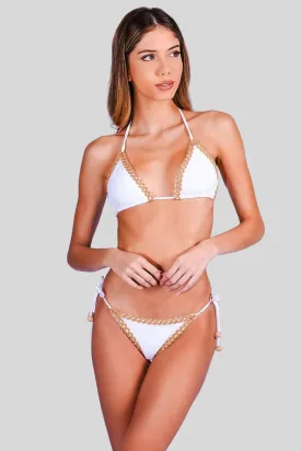 Cotton Chain Bikini Set in White