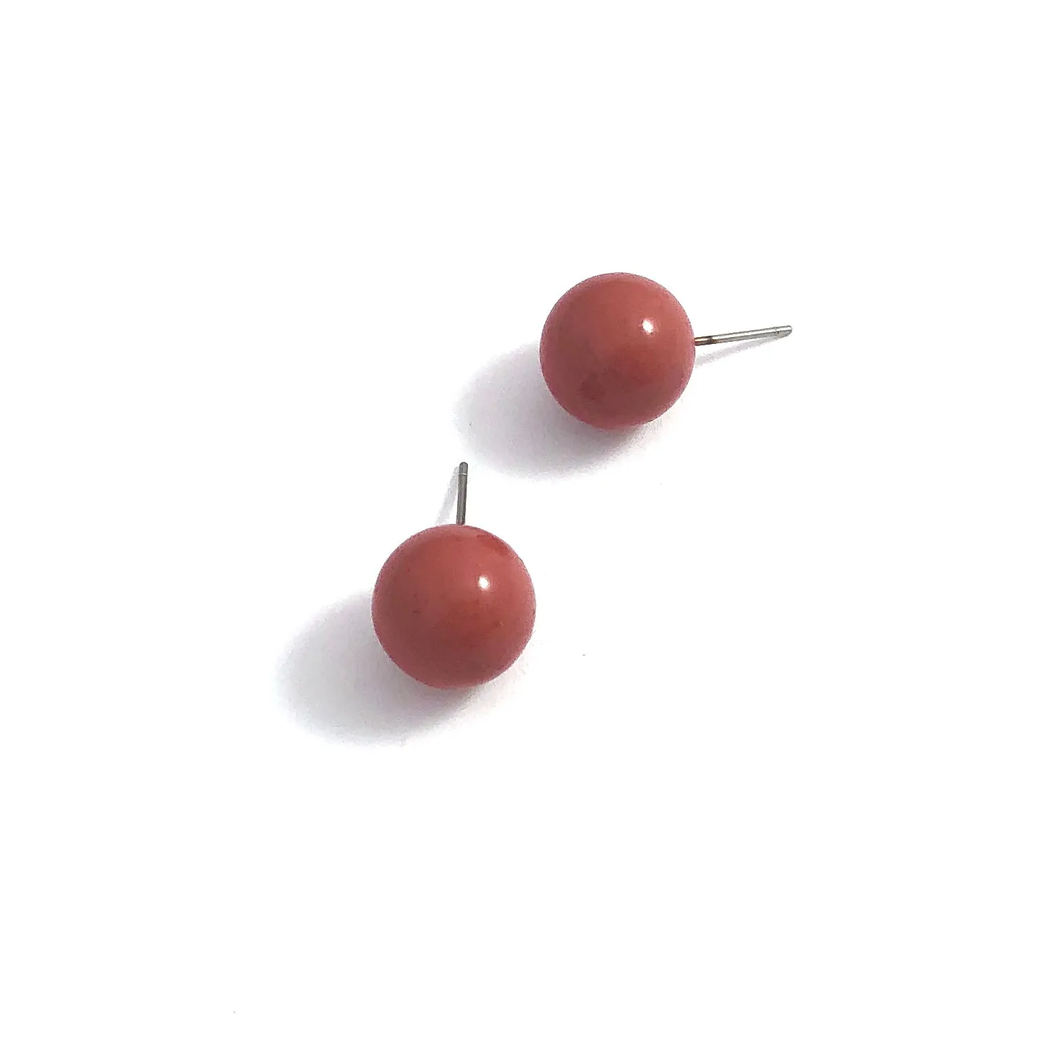 Cranberry Red Speckled Ball Stud Earrings