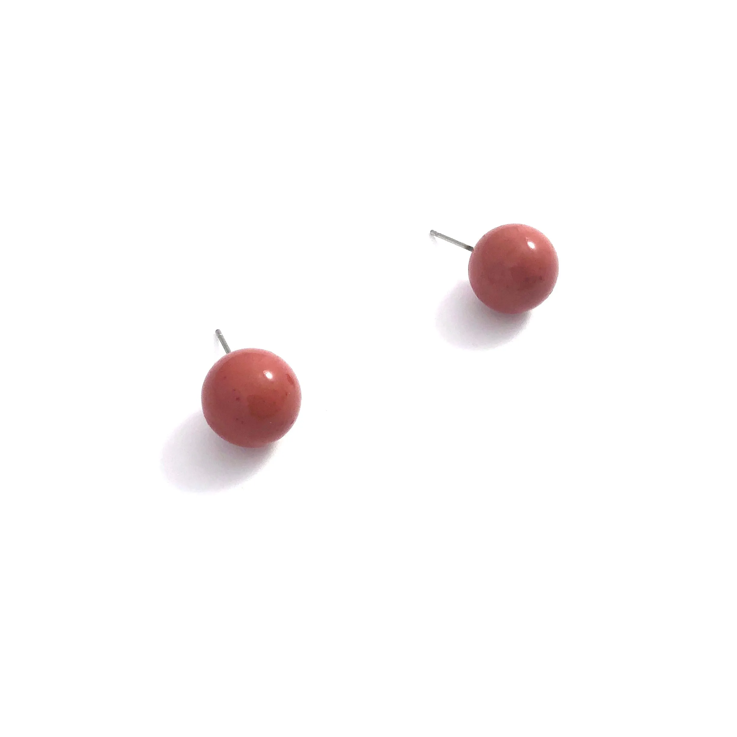 Cranberry Red Speckled Ball Stud Earrings