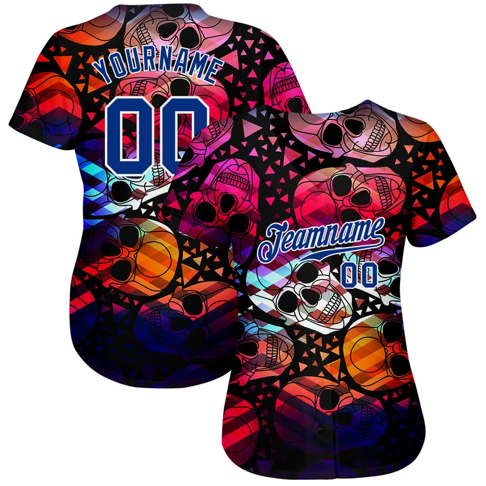 Custom 3D Pattern Halloween Skulls Authentic Baseball Jersey