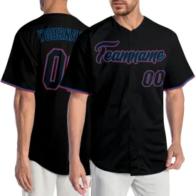 Custom Black Black-Orange Authentic Baseball Jersey