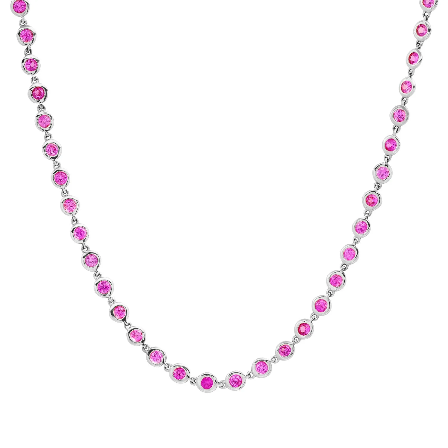 Dainty Bezel Set Pink Sapphire Chain Necklace