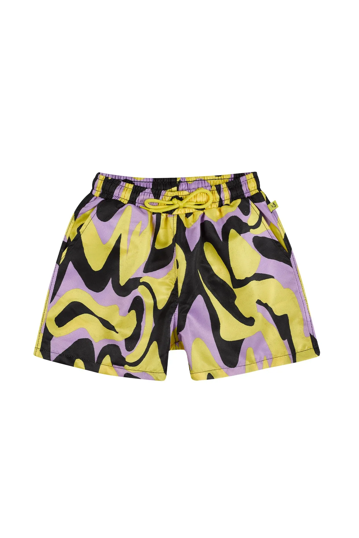 DARK WAVY PRINT SWIM SHORT