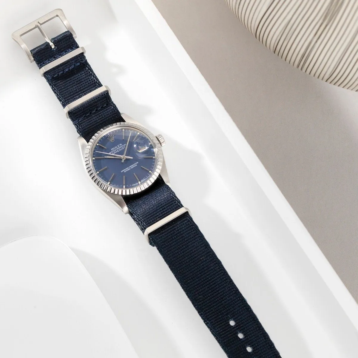 Deluxe Nylon Single Pass Watch Strap Navy Blue