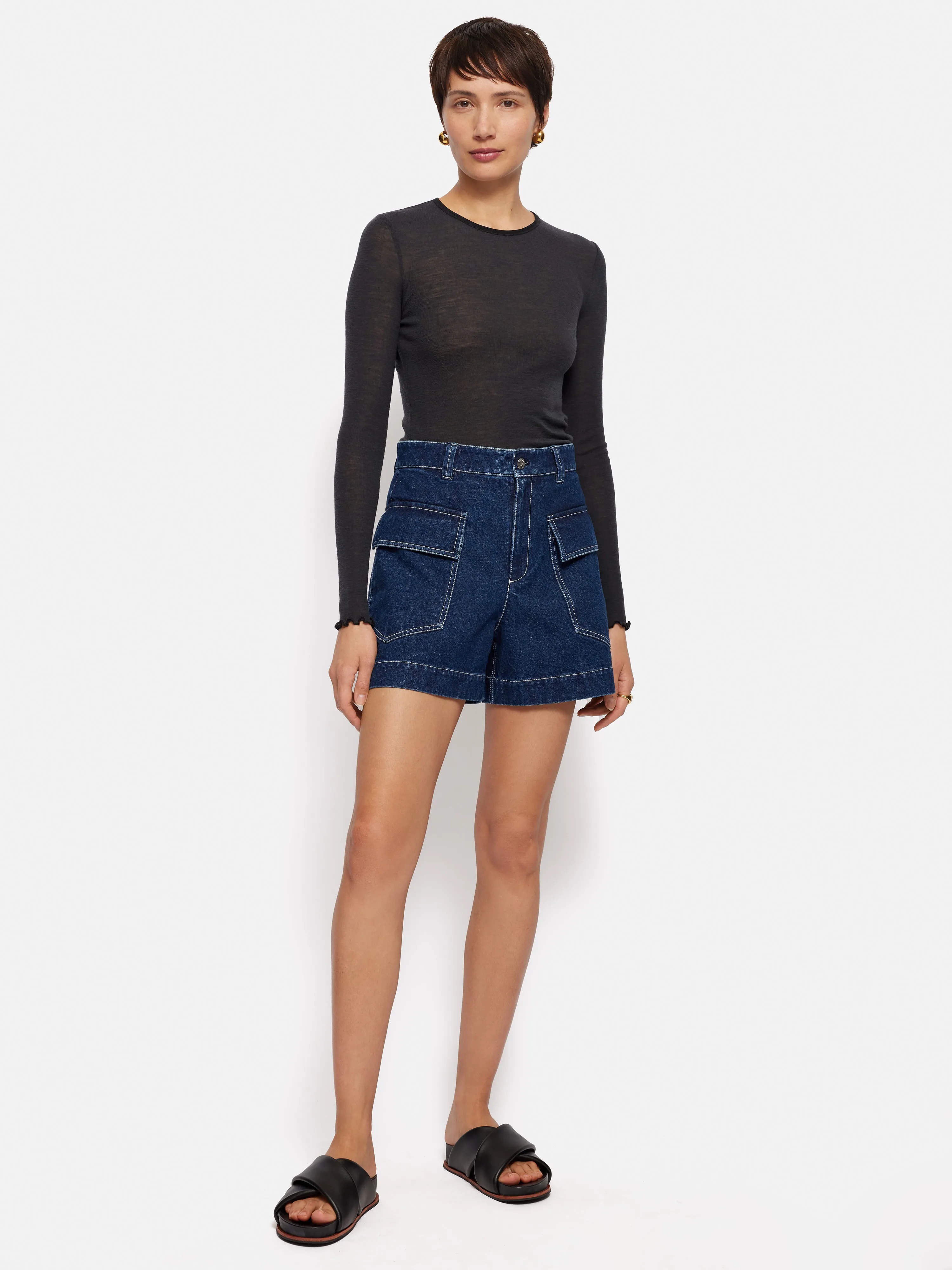 Denim Contrast Stitch Short | Indigo