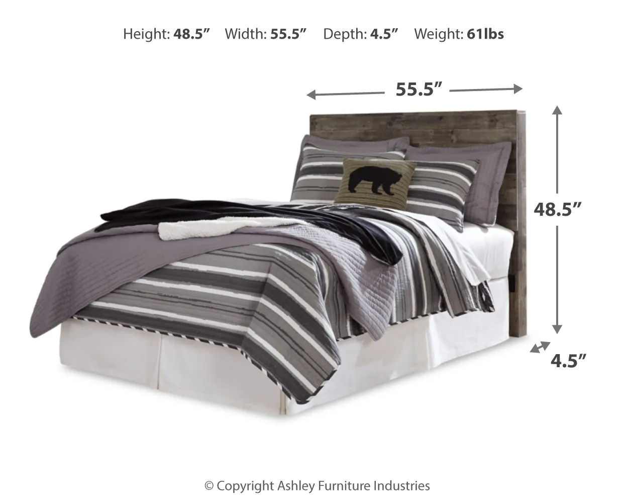 Derekson Full Panel Headboard Bed with Mirrored Dresser, Chest and 2 Nightstands