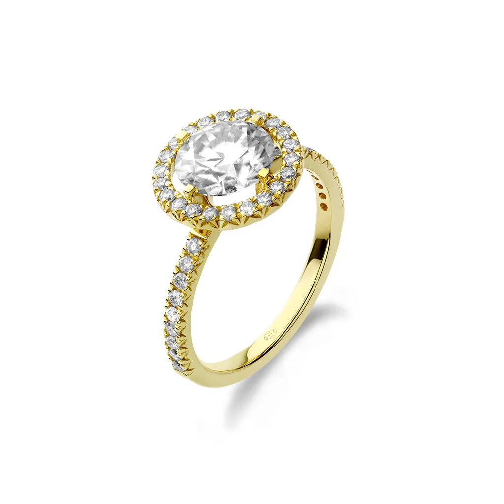 Diamond2 Solitaire Halo Ring with embellished band