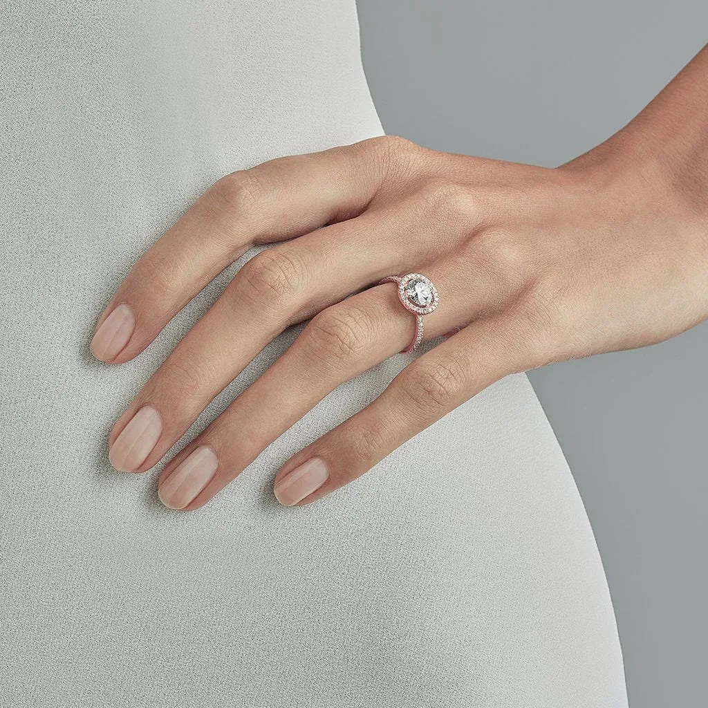 Diamond2 Solitaire Halo Ring with embellished band