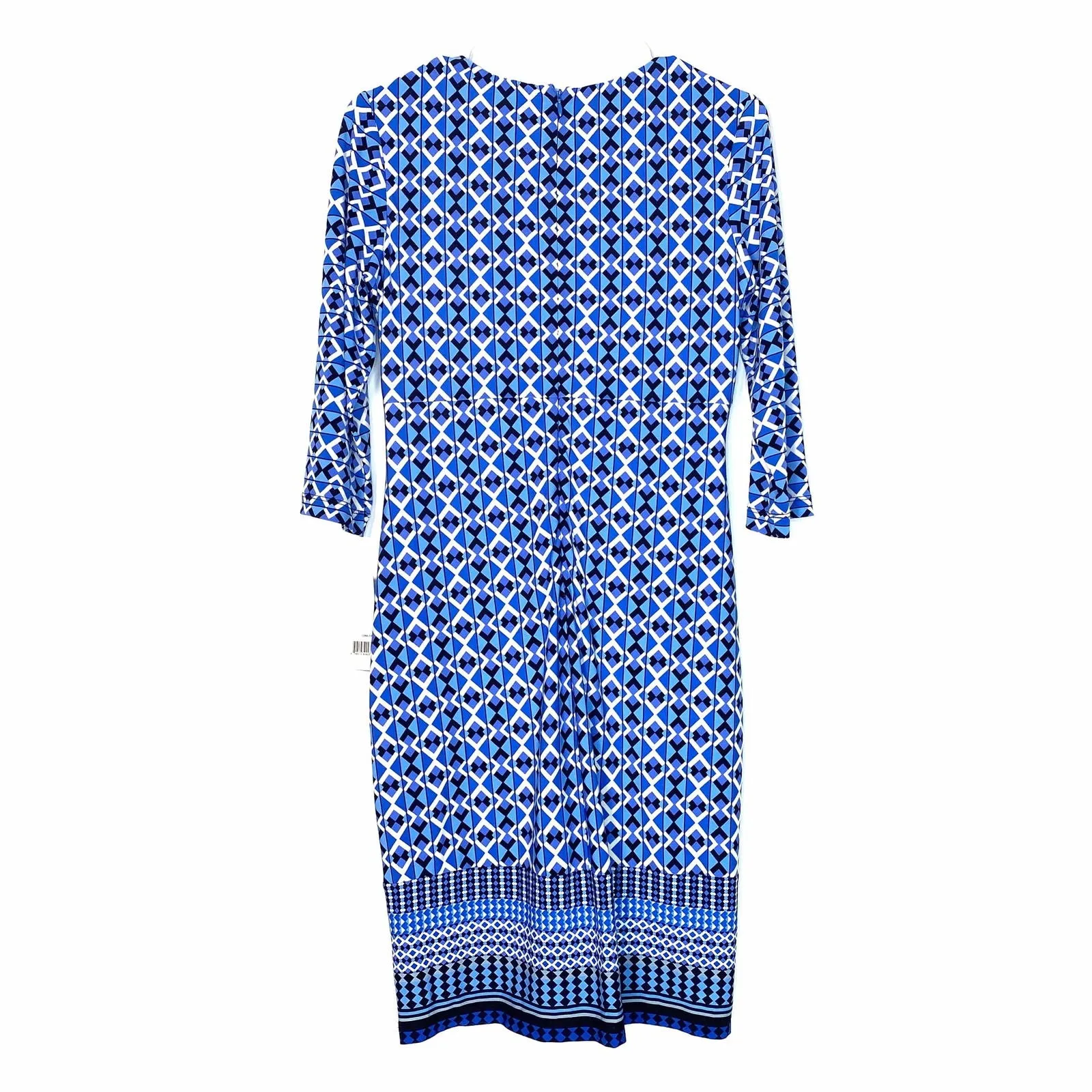 Donna Morgan Women Shift Dress “Masona” Cobalt Blue Size 8P Geometric V Neck NWT