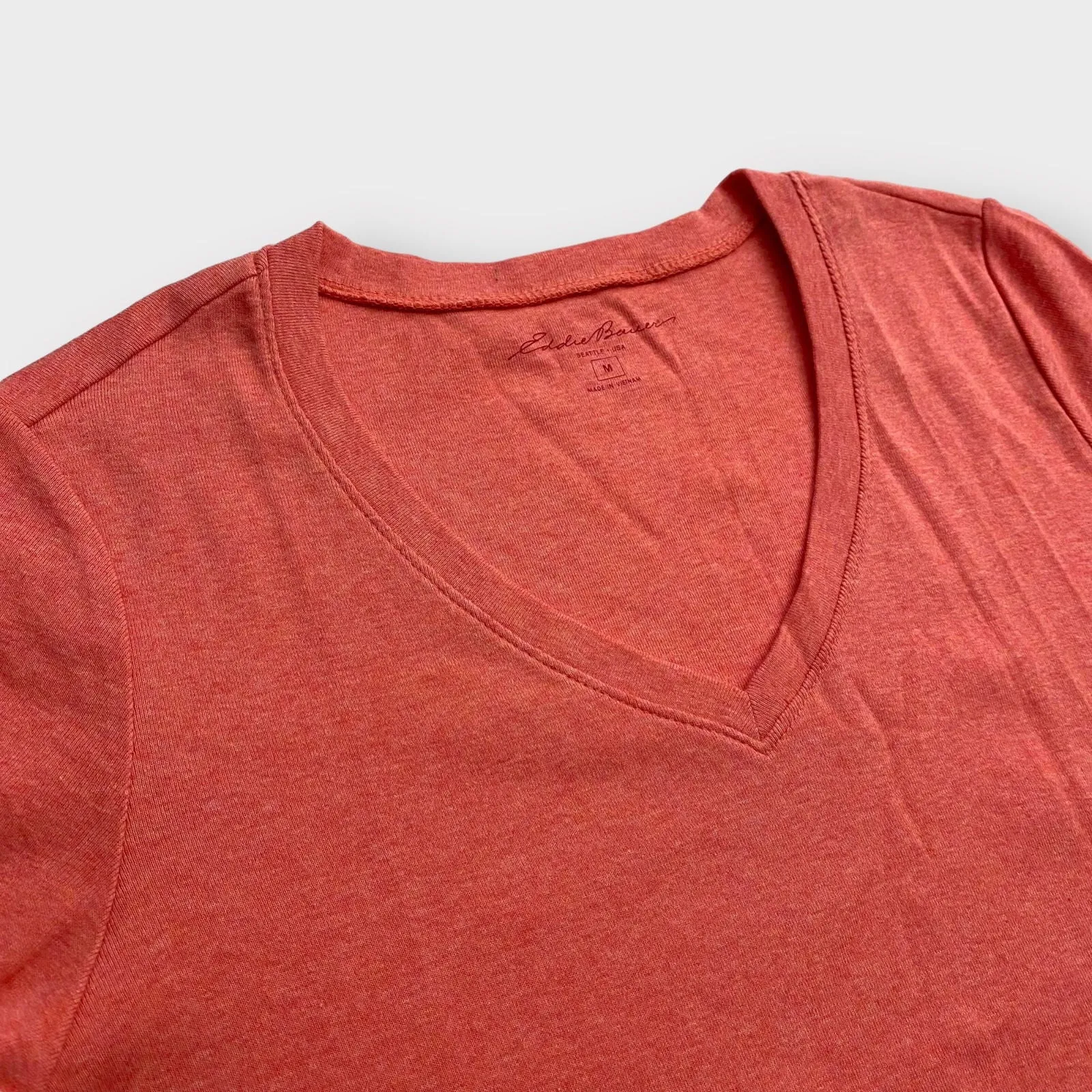 Eddie Bauer Womens S/s V-Neck T | M | Coral Pink | NWT