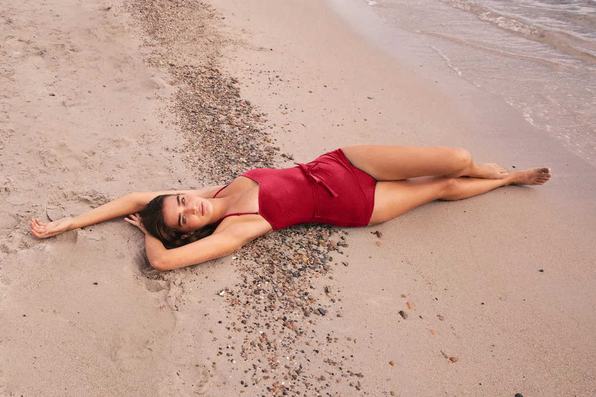 ELEGANT SWIMSUIT "JEAN" IN DARK PINK