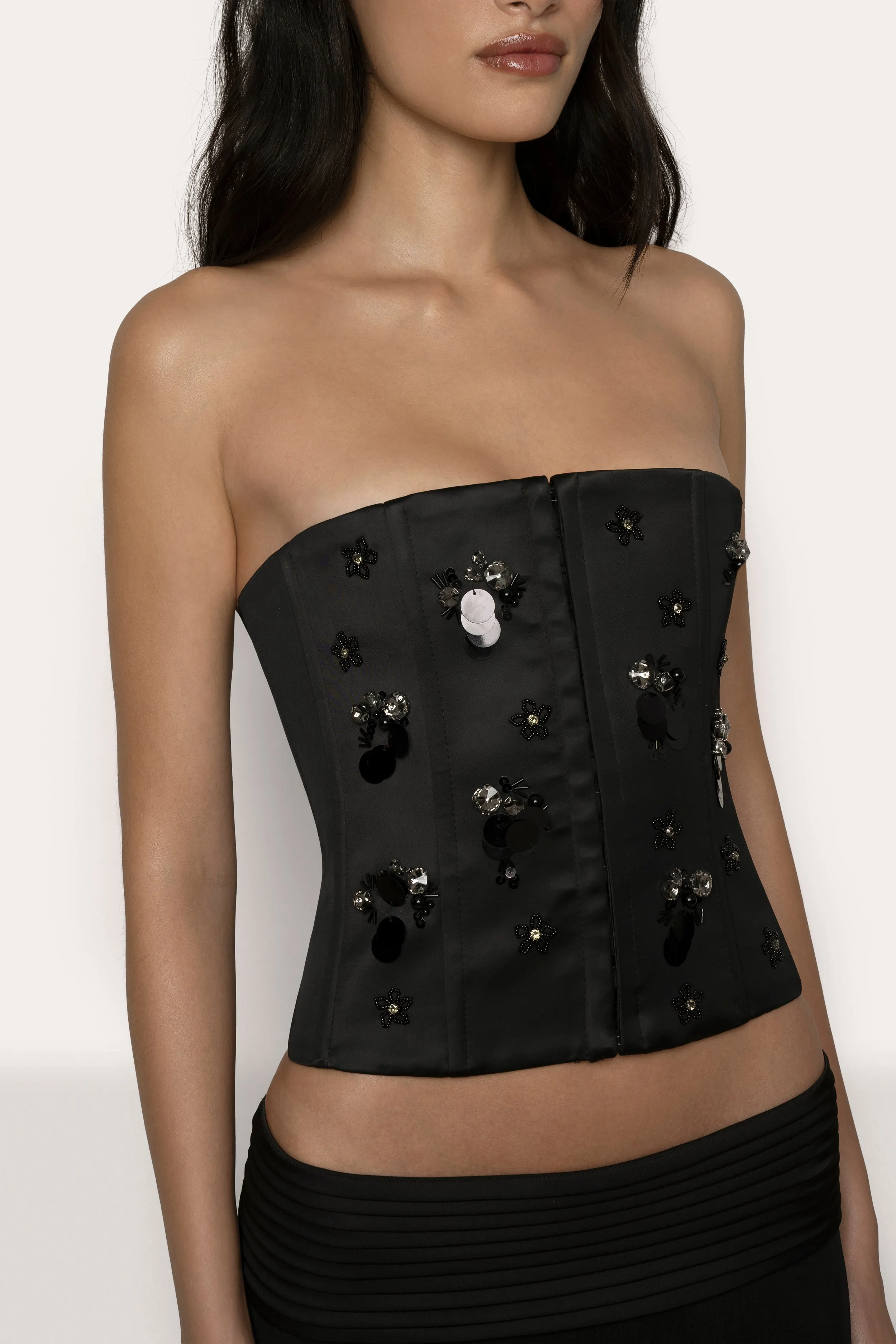 Embellished Satin Corset