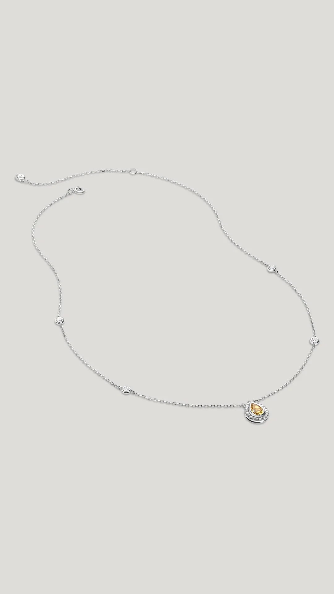 Emile Yellow Necklace White Gold Plated