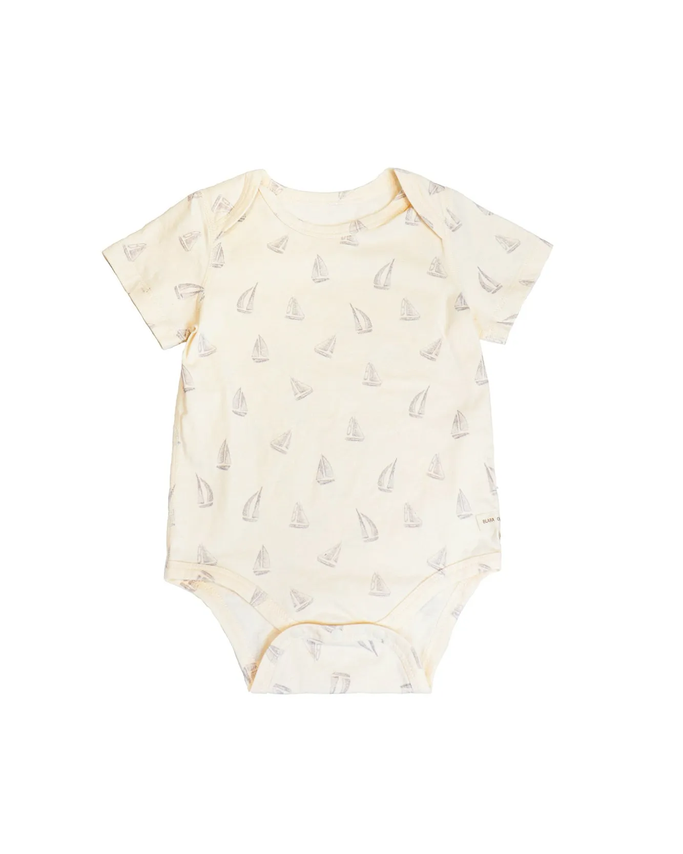 Envelope Neck Short Sleeve Onesie (Sailboat)