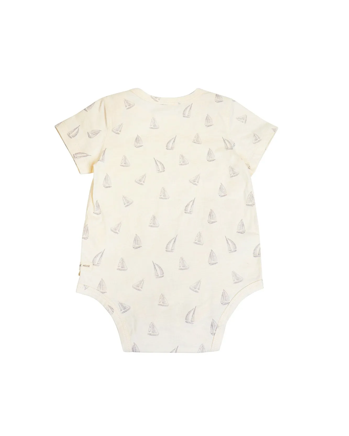 Envelope Neck Short Sleeve Onesie (Sailboat)