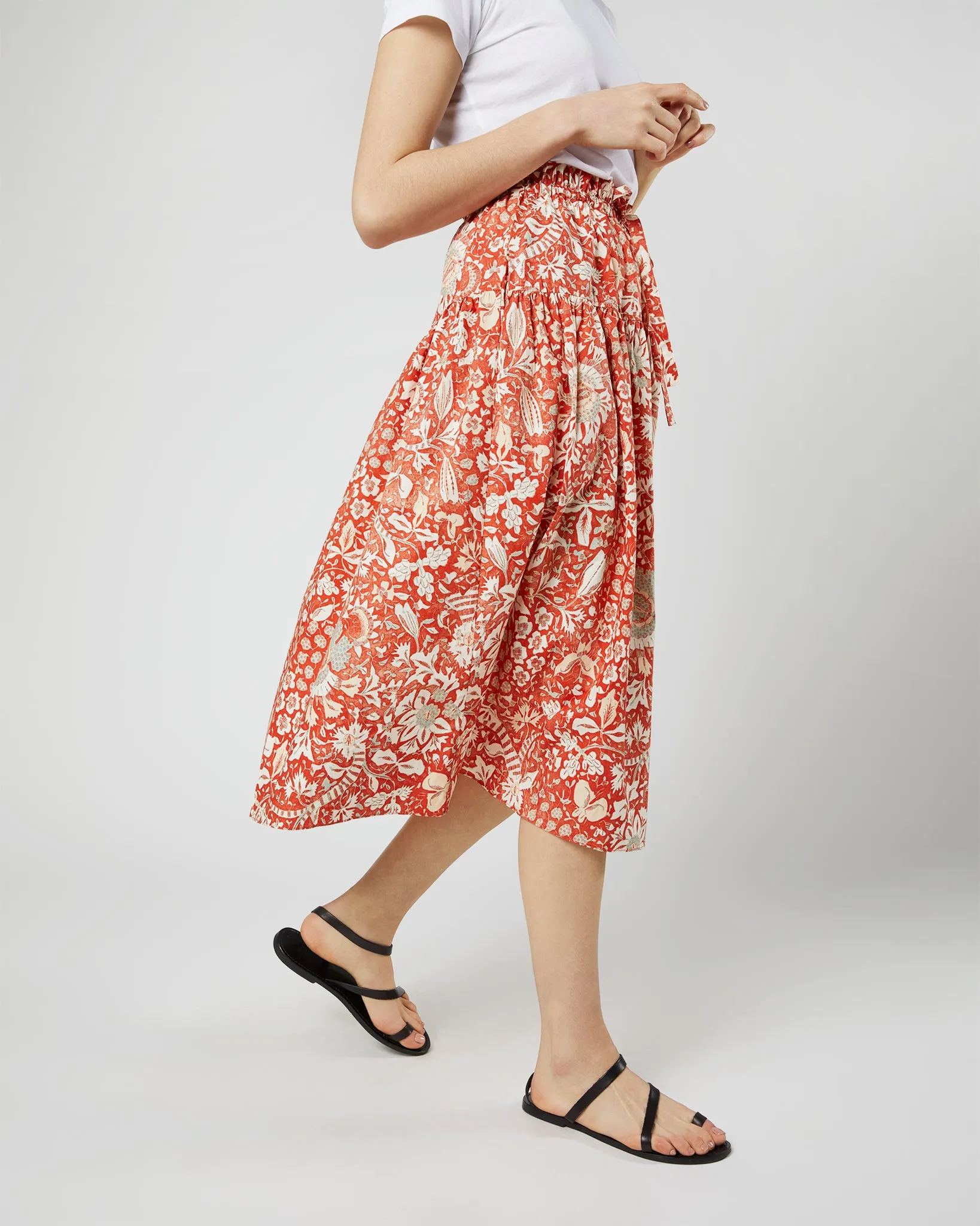 Fernanda Skirt in Orange Blossom Trailing Lotus