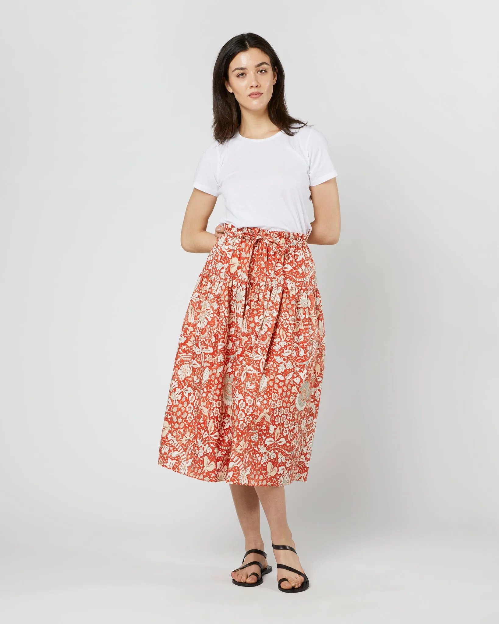 Fernanda Skirt in Orange Blossom Trailing Lotus