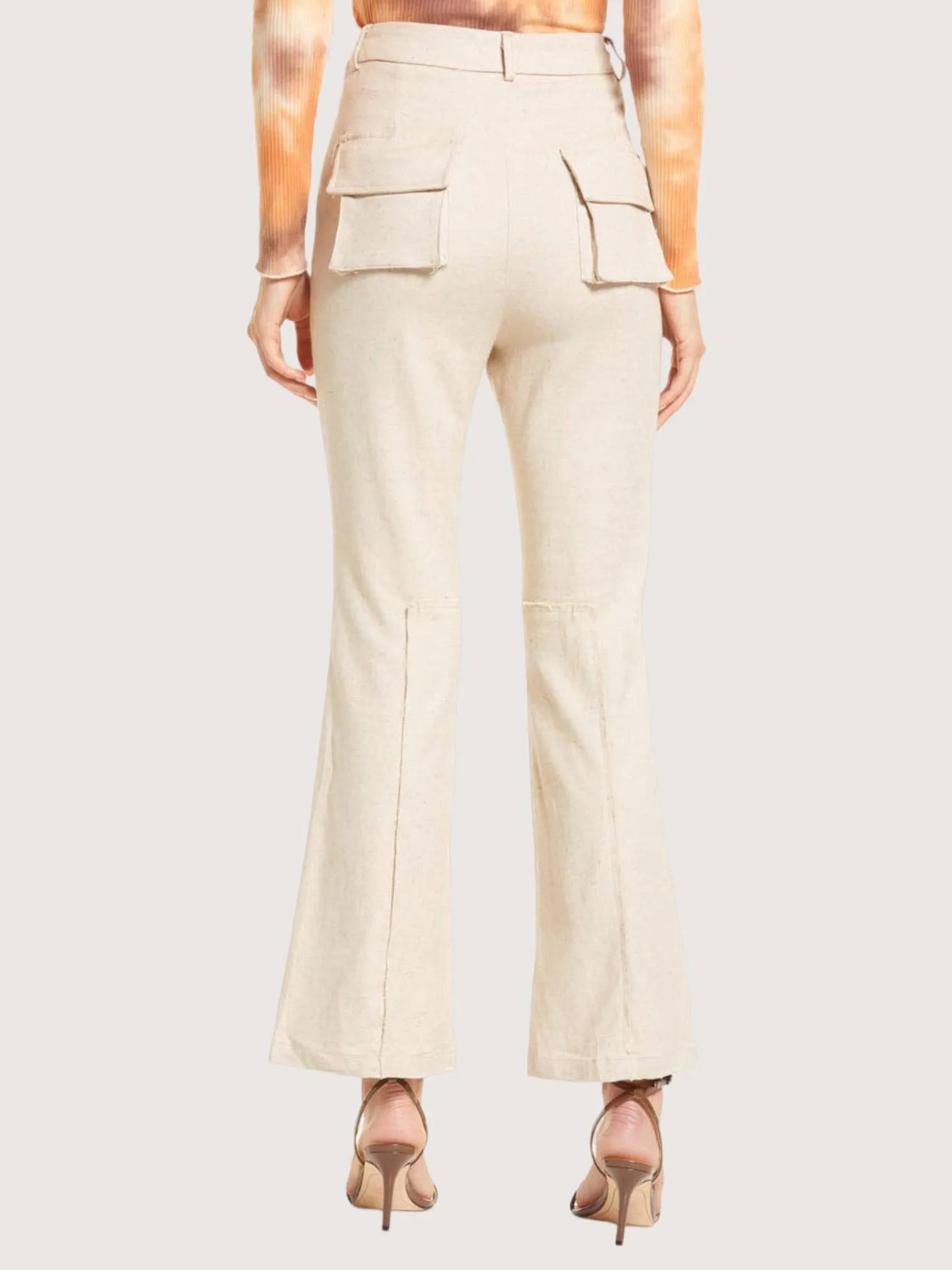 Flared Leg Linen Trouser