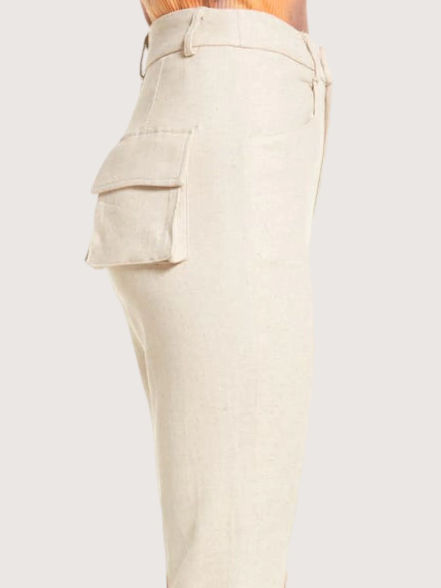 Flared Leg Linen Trouser