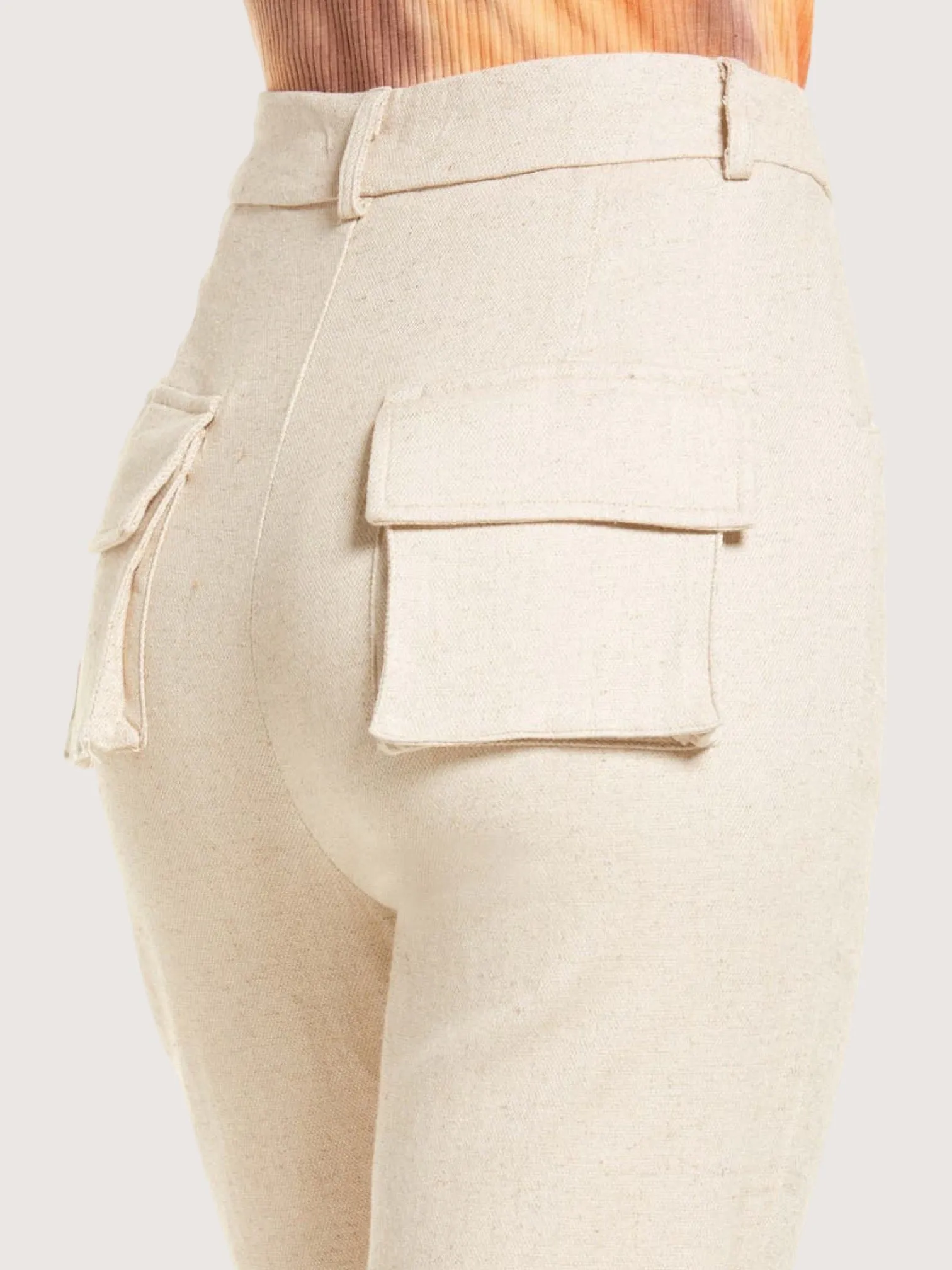 Flared Leg Linen Trouser