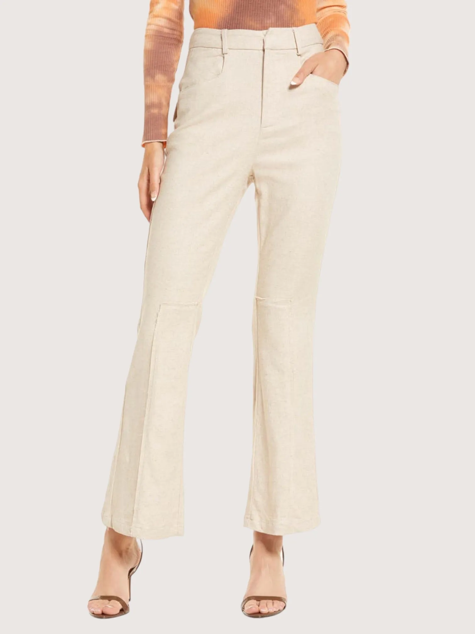 Flared Leg Linen Trouser