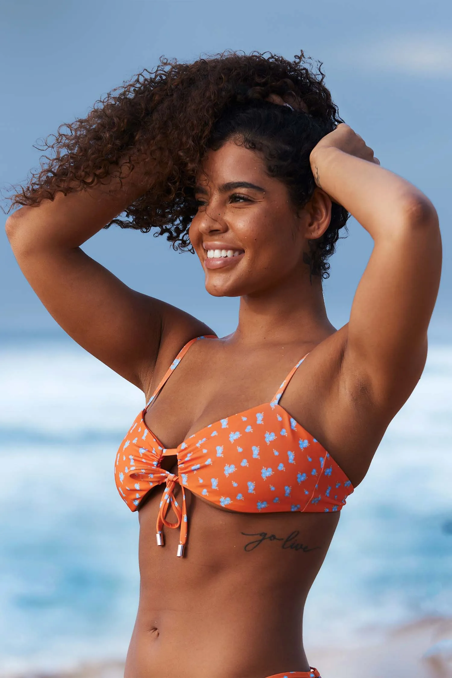 Floral Bikini Top - Orange