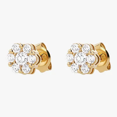 Flower Diamond Stud Earrings with 0.50 Carats