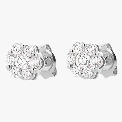 Flower Diamond Stud Earrings with 0.50 Carats