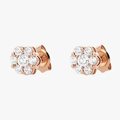 Flower Diamond Stud Earrings with 0.50 Carats