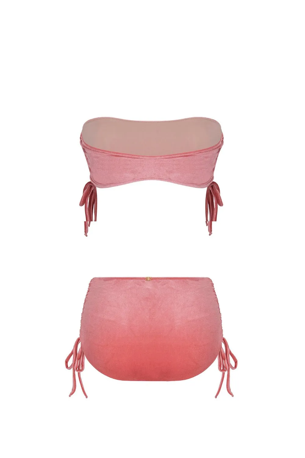 Frilled Velvet Hot Pants Bikini With Ties