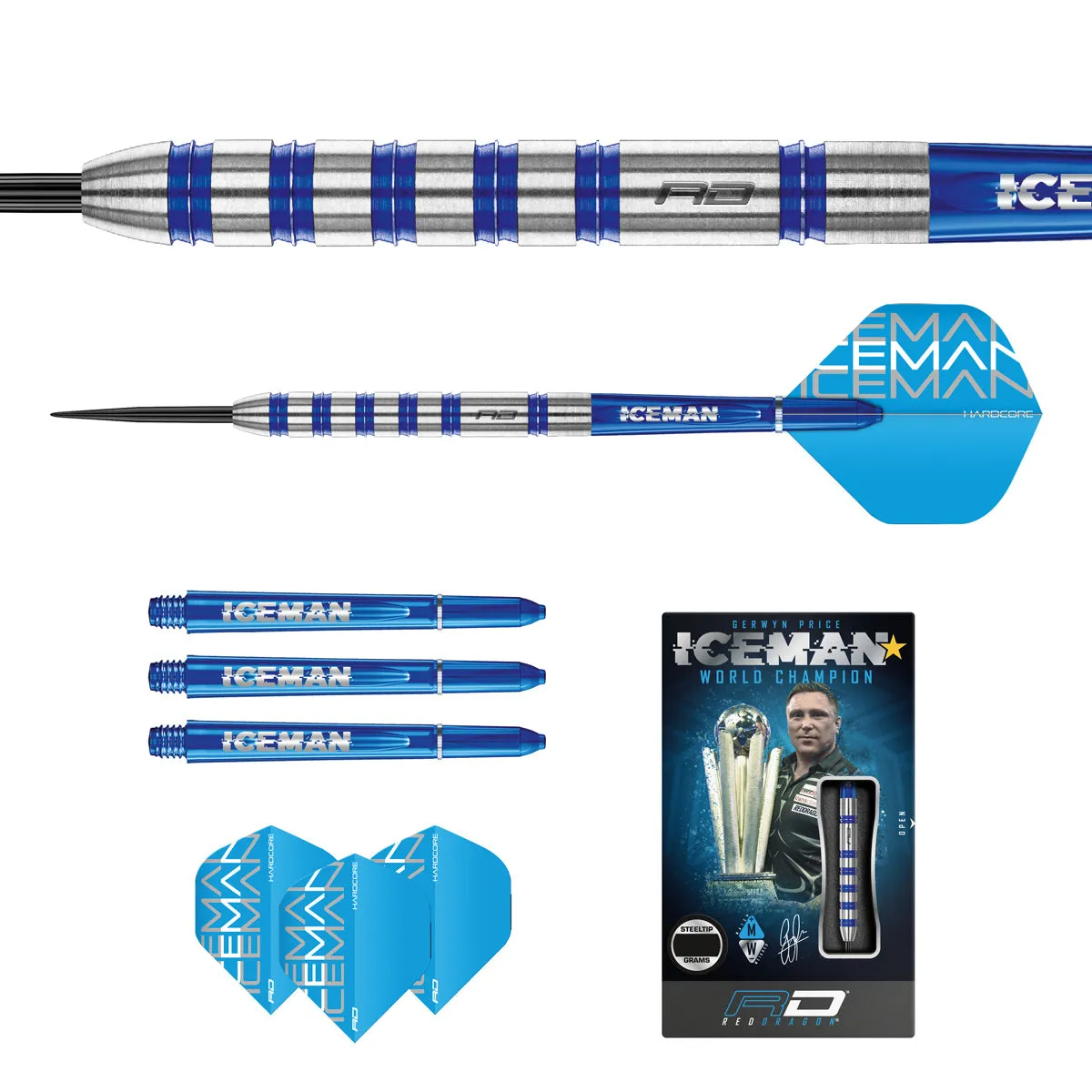 Gerwyn Price Iceman Challenger 80% Tungsten Steel Tip Darts by Red Dragon