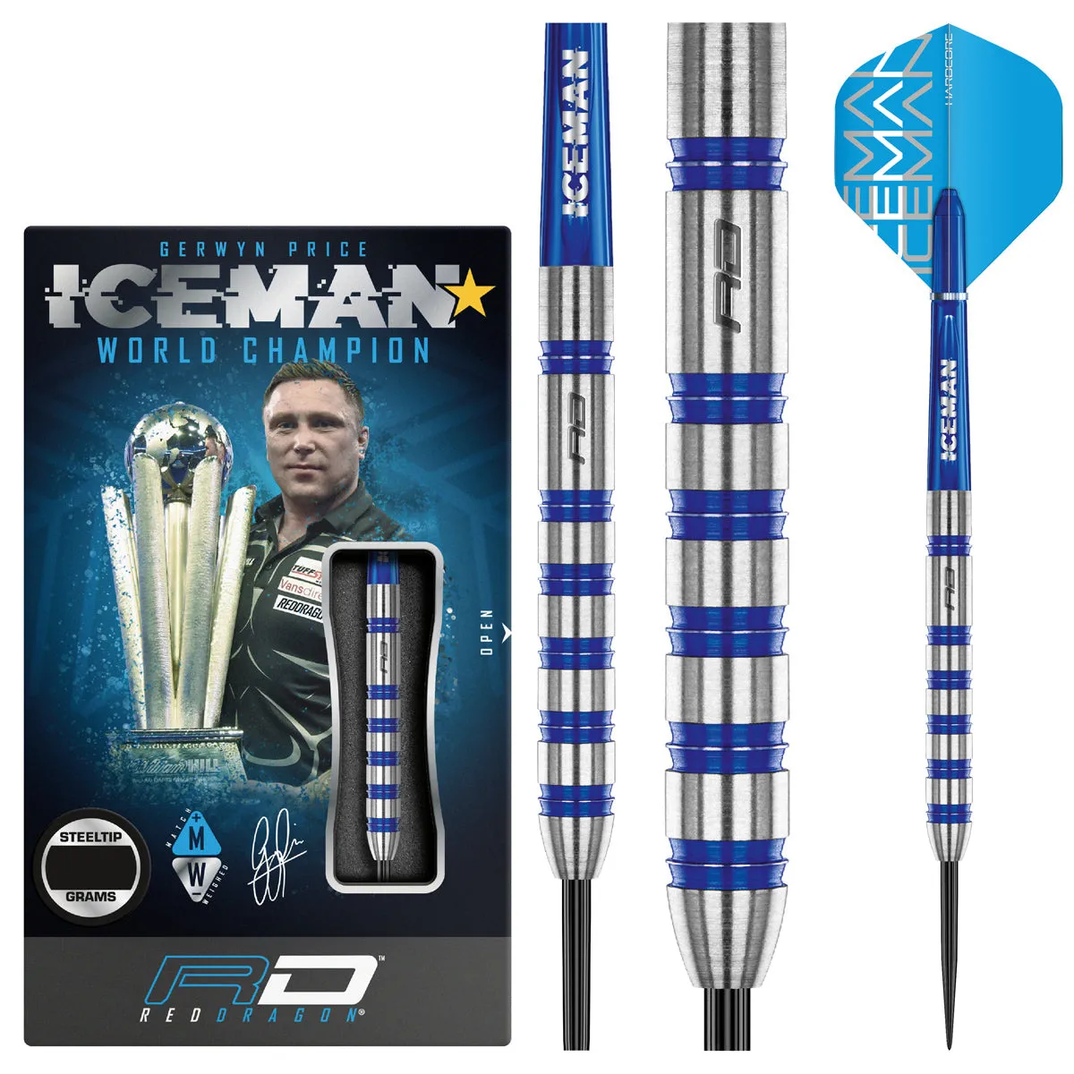 Gerwyn Price Iceman Challenger 80% Tungsten Steel Tip Darts by Red Dragon