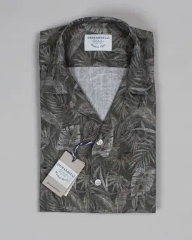 Ghirardelli Camp Collar Palm Print Shirt / Green