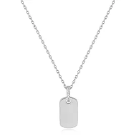 Glam Tag Pendant Necklace Silver