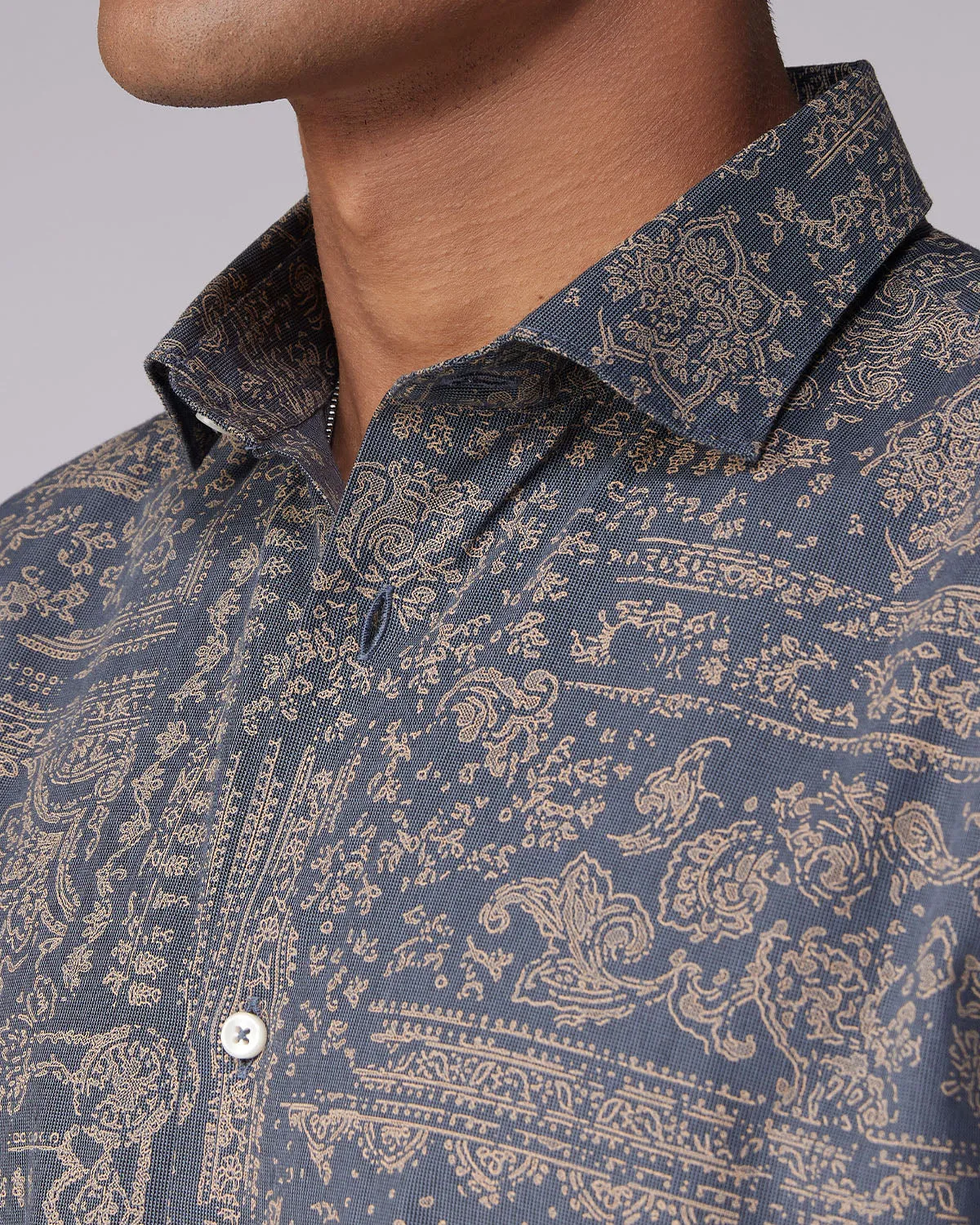 Grey Bandana Printed Shirt