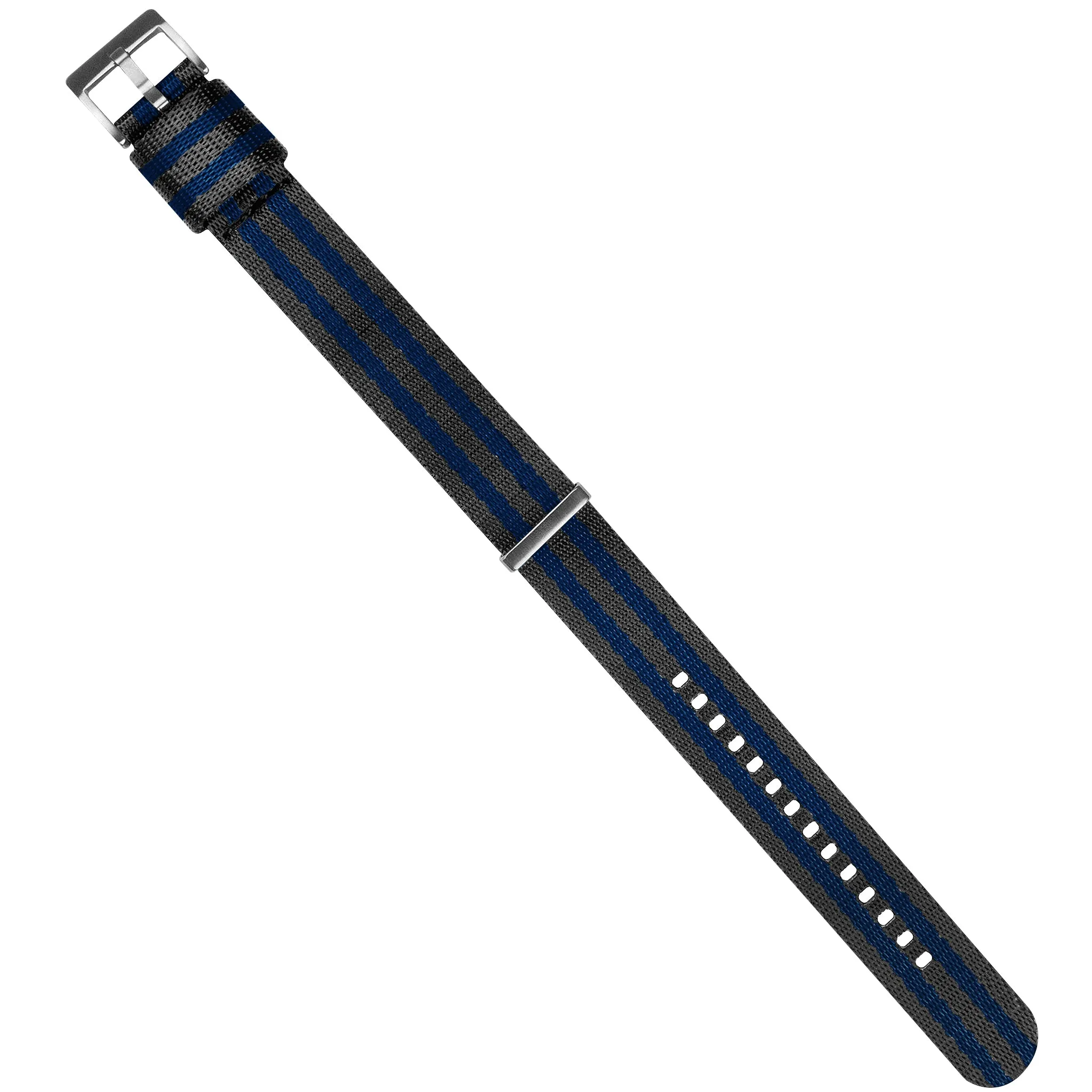 Grey With Blue Stripes Elite Nylon NATO® Style Watch Band - (18mm, 22mm, 24mm SALE)