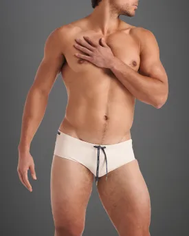 Grid Square Cut Swim Brief - Sand