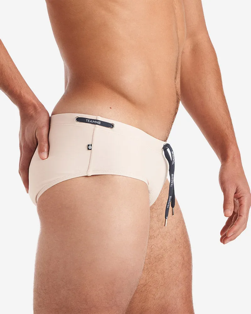 Grid Square Cut Swim Brief - Sand