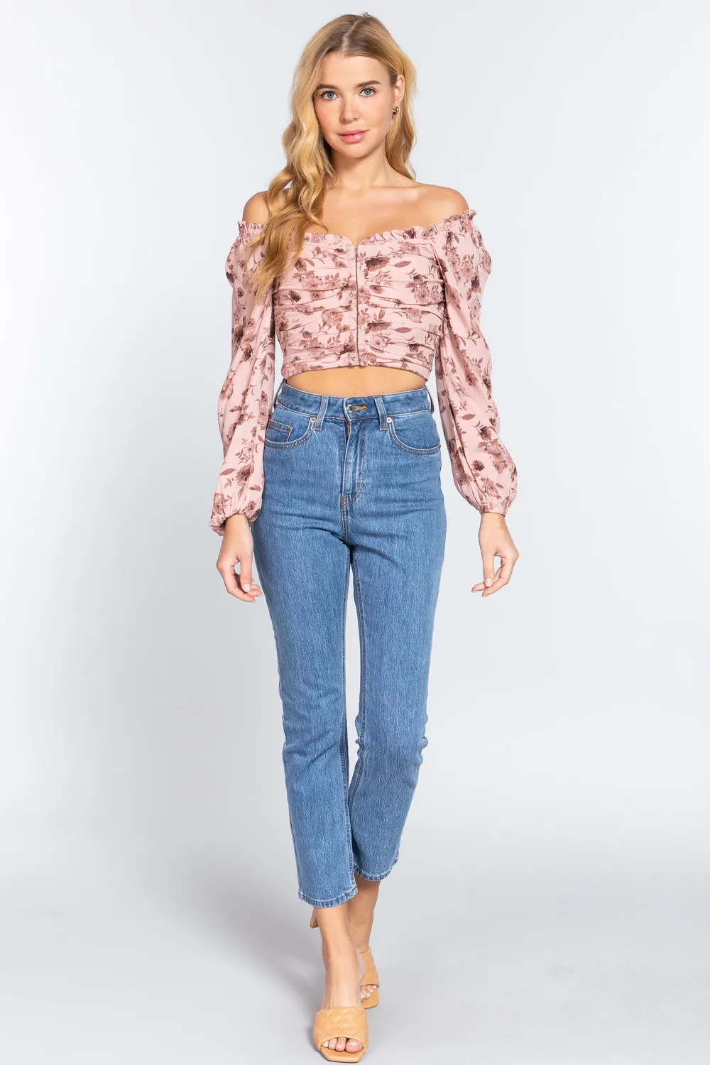 Hook & Eye Detail Floral Print Top