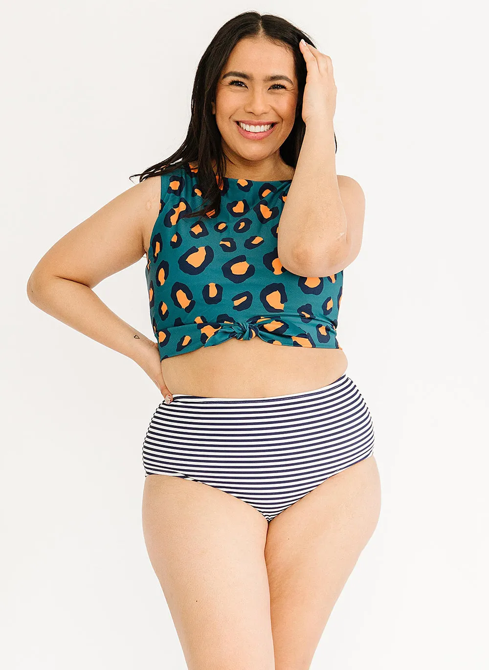 Jade Leopard Knotted Crop Top