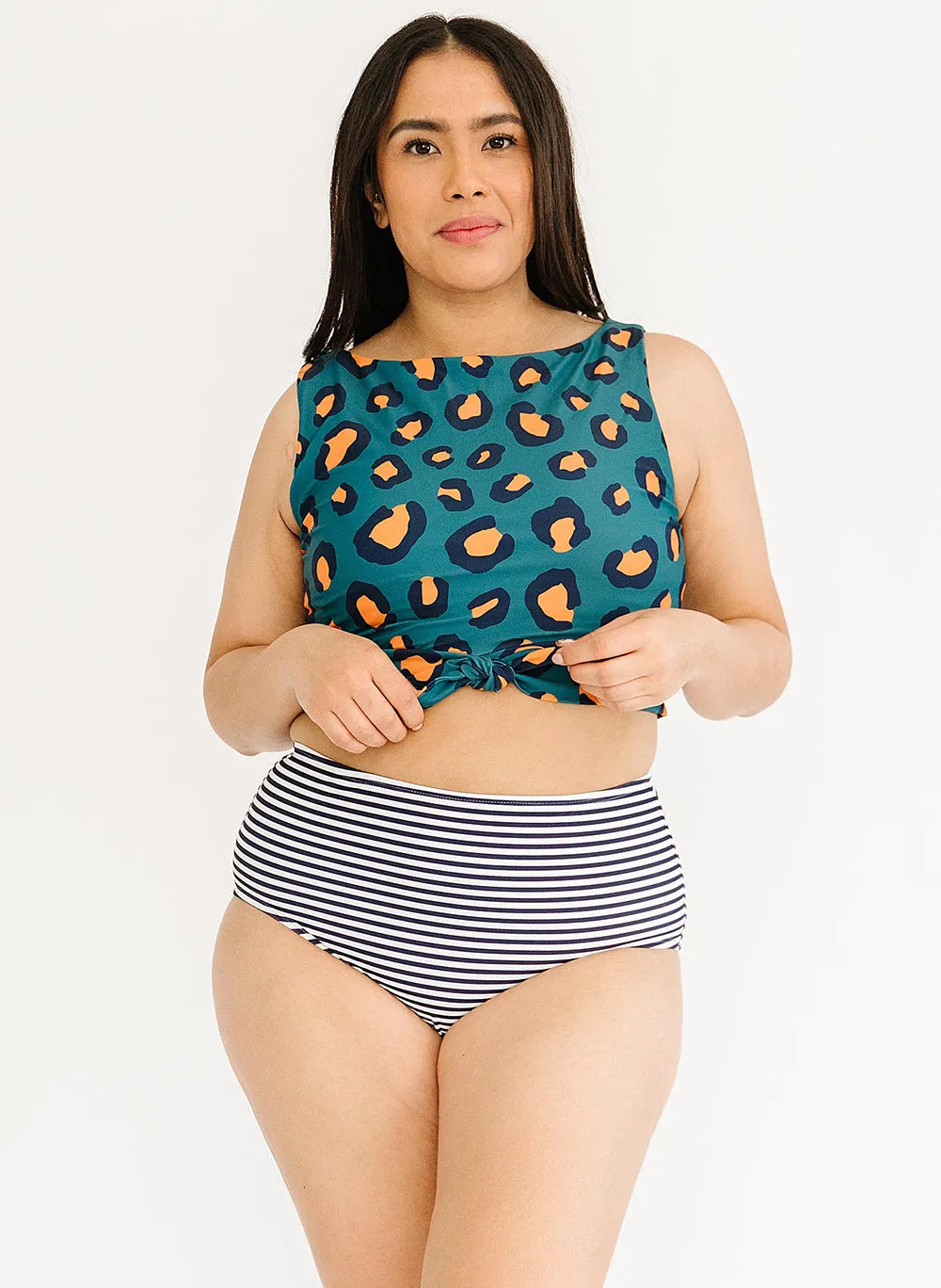 Jade Leopard Knotted Crop Top