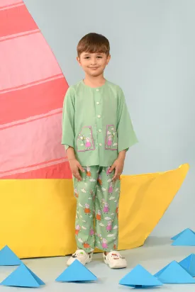 Jaden- Peppa Pig Patch Pocket Shirt & Pant Set For Boys