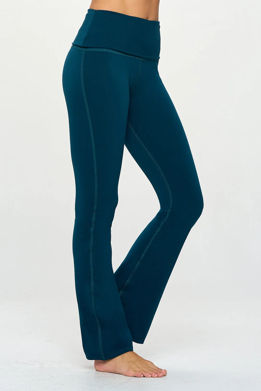 Jessica - Peacock Fold - Over Waistband Straight Flare Legging