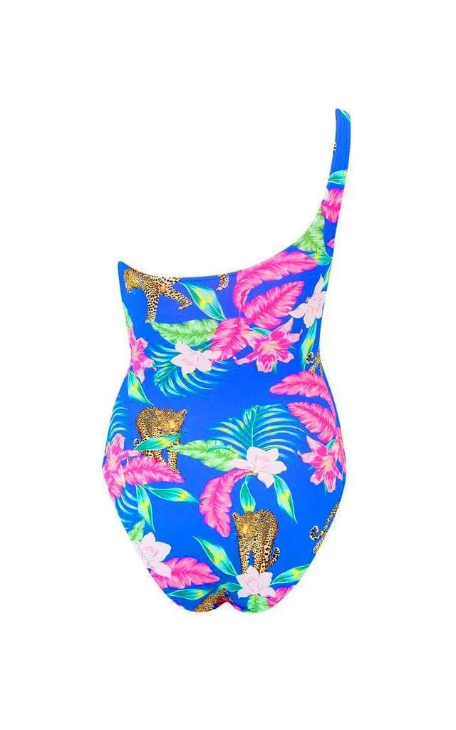 Kaia Swimsuit In Blue Tropical Leopard