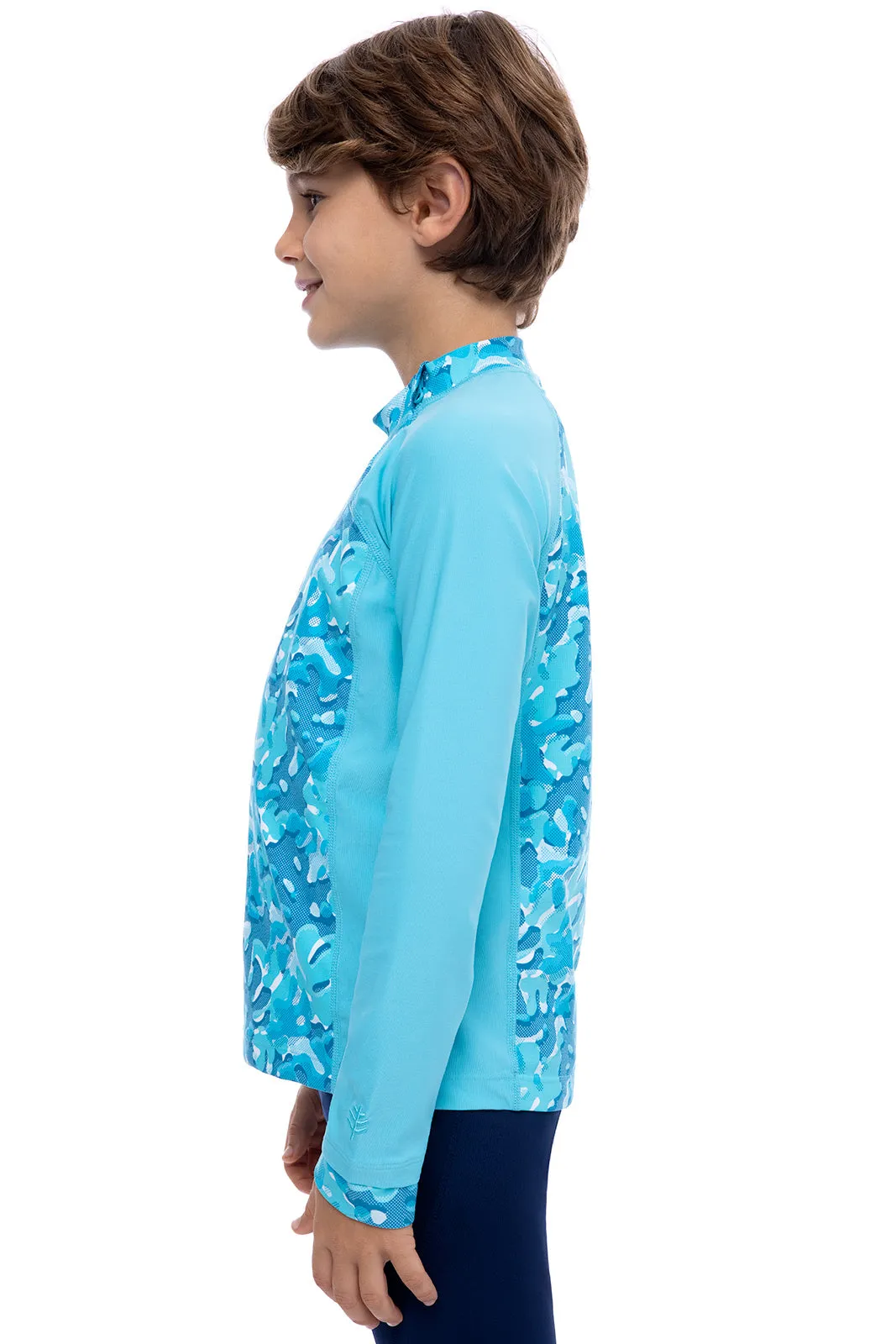 Kid's Wavechaser Zippy Rash Guard | Aruba Blue Sea Camo