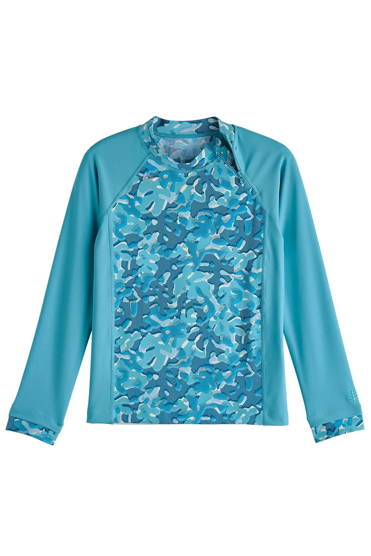 Kid's Wavechaser Zippy Rash Guard | Aruba Blue Sea Camo