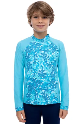 Kid's Wavechaser Zippy Rash Guard | Aruba Blue Sea Camo