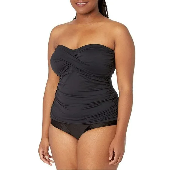 La Blanca Women's Plus Island Goddess Tummy Control Twist Bandini Swim Tankini Top